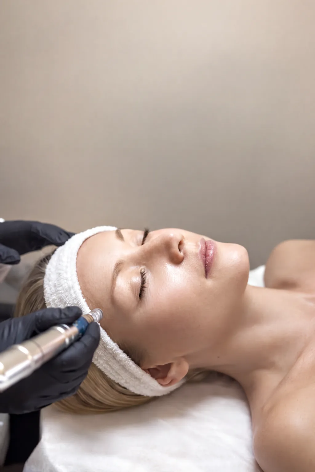 Microneedling treatment closeup